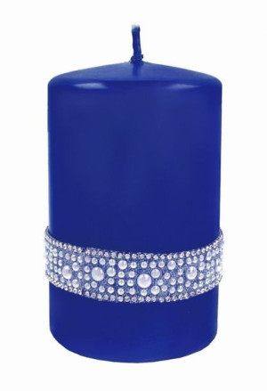 ARTMAN Świeca ozdobna Crystal Opal Pearl granatowa - walec mały 1szt