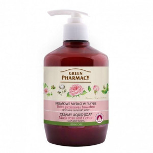 Green Pharmacy Kremowe Mydło w płynie Róża Piżmowa i Bawełna 465ml