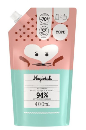 YOPE Naturalne Mydło do rąk dla dzieci - NAGIETEK - zapas 400ml