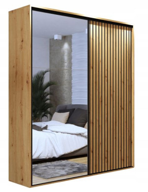 Szafa przesuwna VIKI 200x245,5x61 cm lustro lamele
