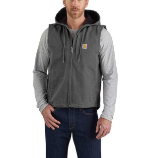 Kamizelka z Kapturem Carhartt Washed Duck Fleece-Lined GRAVEL