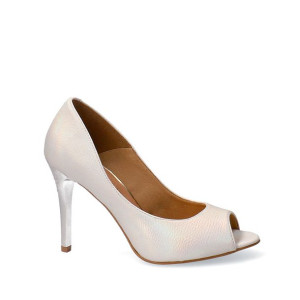 Czółenka białe holograficzne peep toe 37