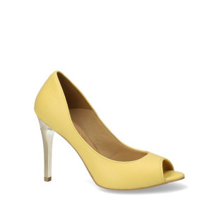 Czółenka żółte peep toe na szpilce 37