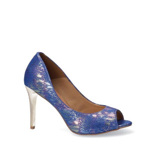 Czółenka niebieskie peep toe na szpilce 37