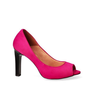 Czółenka różowe zamszowe peep toe 35
