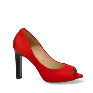 Czółenka czerwone zamszowe peep toe 40
