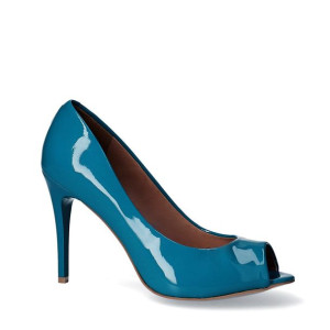 Czółenka niebieskie peep toe na szpilce 38