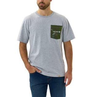 Koszulka Carhartt Heavyweight Camo Pocket Relaxed Fit HEATHER GREY