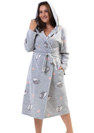 Szlafrok damski polar kaptur Vienetta 4XL gruby
