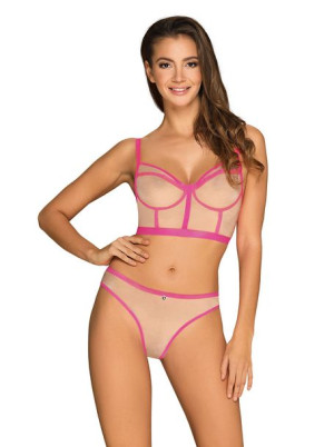 Bielizna-nudelia Top I Figi Różowe S/m