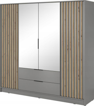 Szafa z lustrem szary lamele artisan 206 cm KELLY