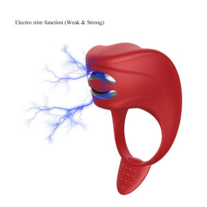 Wibrator-silicone Ring Red Usb 7 Function + Electro Stim / Remote Control