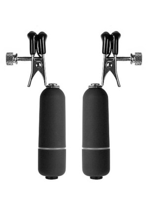 Vibrating Nipple Clamps - Black