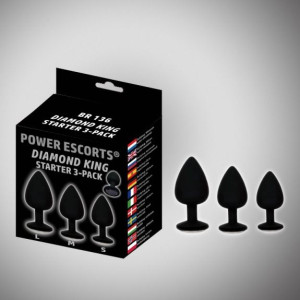 Plug-3-pack Silicone Plug Black With Dark Blue Stone