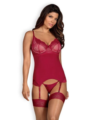 Bielizna-rosalyne Gorset I Stringi Czerwony S/m