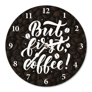 Zegar ścienny, cichy COFFEE FIRST śr.30