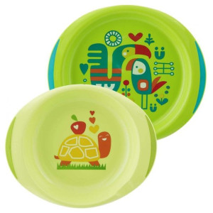 Chicco Zestaw 2 Talerzy 12m+-zielony 3 Kolory