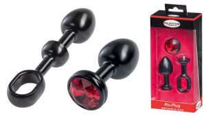 Malesation Alu-plug With Handle & Crystal Small, Black