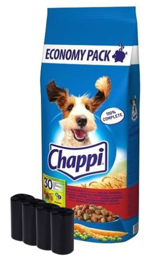CHAPPI 13,5kg - sucha karma dla psów z wołowiną, drobiem i warzywami + Wore