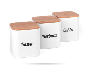3 Pojemniki białe Talon kawa cukier herbata TADAR