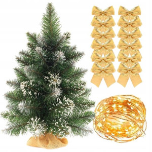 Sosna Diamentowa Na Pniu 50cm+ Kokardki+ Lampki