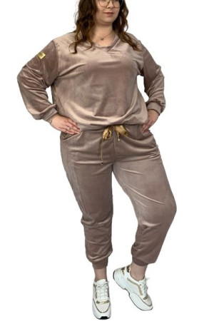 Komplet Dresowy Welurowy Plus Size Luxury Różowe Uni