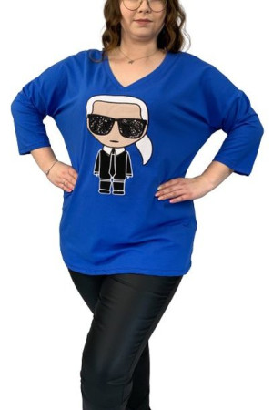 Bluzka Damska T-shirt Plus Size Karl Niebieska 54/56