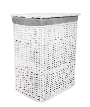 Biały Wiklinowy Kosz Na Pranie Z Materiałem 44x33x58 Cm