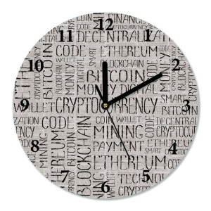 Zegar z bezpiecznego szkła KRYPTOWALUTY  śr.30