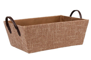 Brązowe Pudełko Obszyte Materiałem 36x26x13/17 Cm