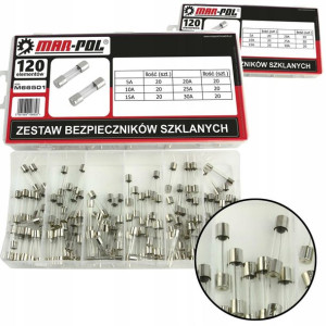 Zestaw Bezpieczników Szklanych 120 Szt Szklane