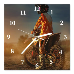 Zegar z bezpiecznego szkła 30x30cm motocross