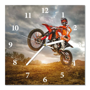 Zegar z bezpiecznego szkła 30x30cm motor motocross