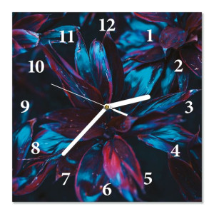 Zegar z bezpiecznego szkła FIOLETOWE LIŚCIE 30X30