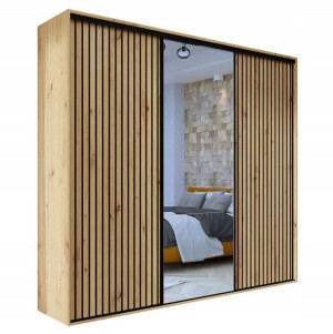 Szafa przesuwna VIKI 275x245,5x61 cm lustro lamele