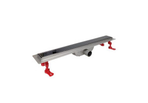 Odpływ liniowy alfa z rusztem dwustronnym szklanym czarnym l-80 cm TYCNER