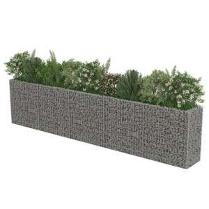 Podwyższona Donica Gabionowa, Gabion Stal Galwanizowana 450 X 50 X 100 Cm