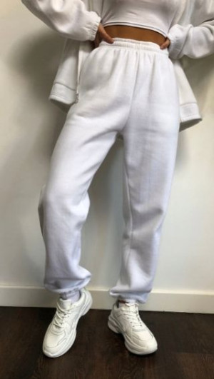 Białe spodnie dresowe joggery PrettyLittleThing XS