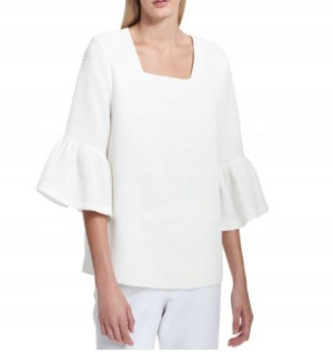 Biała bluzka Calvin Klein rękawy z falbaną r. L