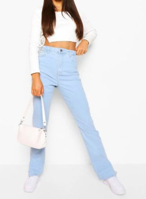 Niebieskie jeansy spodnie damskie Boohoo 40