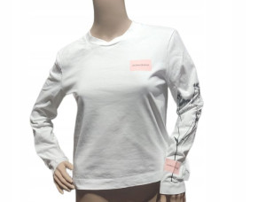 Biała bluzka damska longsleeve CALVIN KLEIN logo M