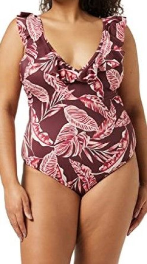 Iris&Lilly strój kąpielowy bordowy liście XL