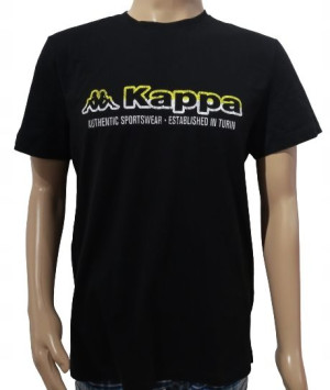 Czarny bawełniany T-shirt męski KAPPA logo L