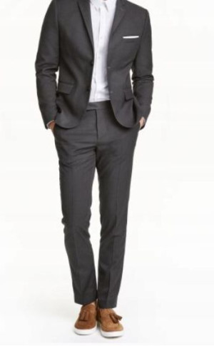 Szare męskie eleganckie spodnie H&M 48