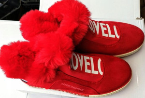 Zamszowe Buty Botki Czerwone damskie LOVE r.36