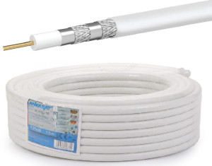Kabel antenowy koncentryczny RG6 135dB 1,1mm 15m 4K DVB-T2