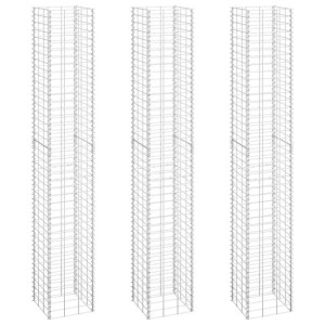 3x Słupek Kosz Gabionoway, Gabion Stal Galwanizowana 30 X 30 X 200 Cm