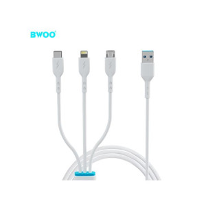 BWOO kabel 3w1 X173 USB - Lightning + USB-C + microUSB 1,0m 3A biały