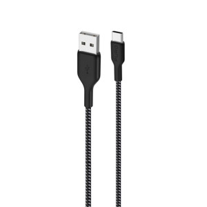 PURO Fabric Ultra Strong-Kabel w oplocie heavy duty USB-A/USB-C 2m (czarny)