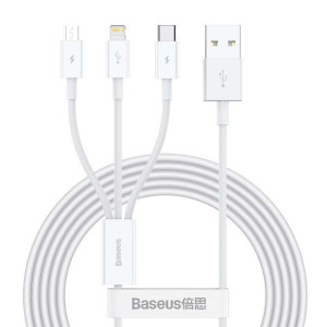 Baseus kabel 3w1 Superior USB-Lightning+USB-C+microUSB 1,5 m 3,5A biały